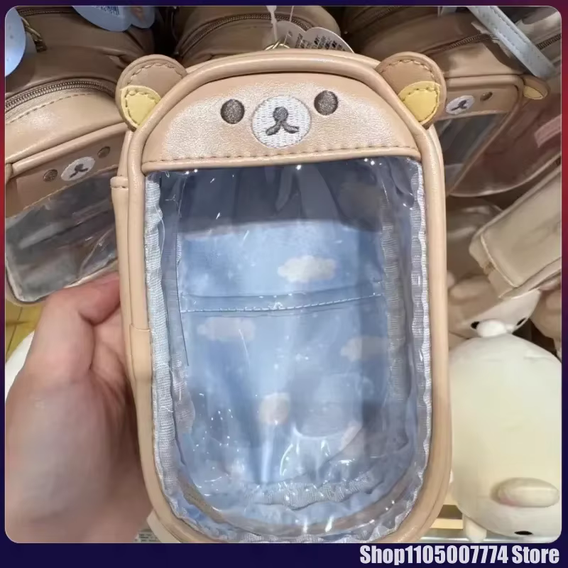 Kawaii Rilakkuma ours soeur pendentif sac de rangement enfants transparence Pu porte-monnaie clé sac carte d'identité petit portefeuille cadeau