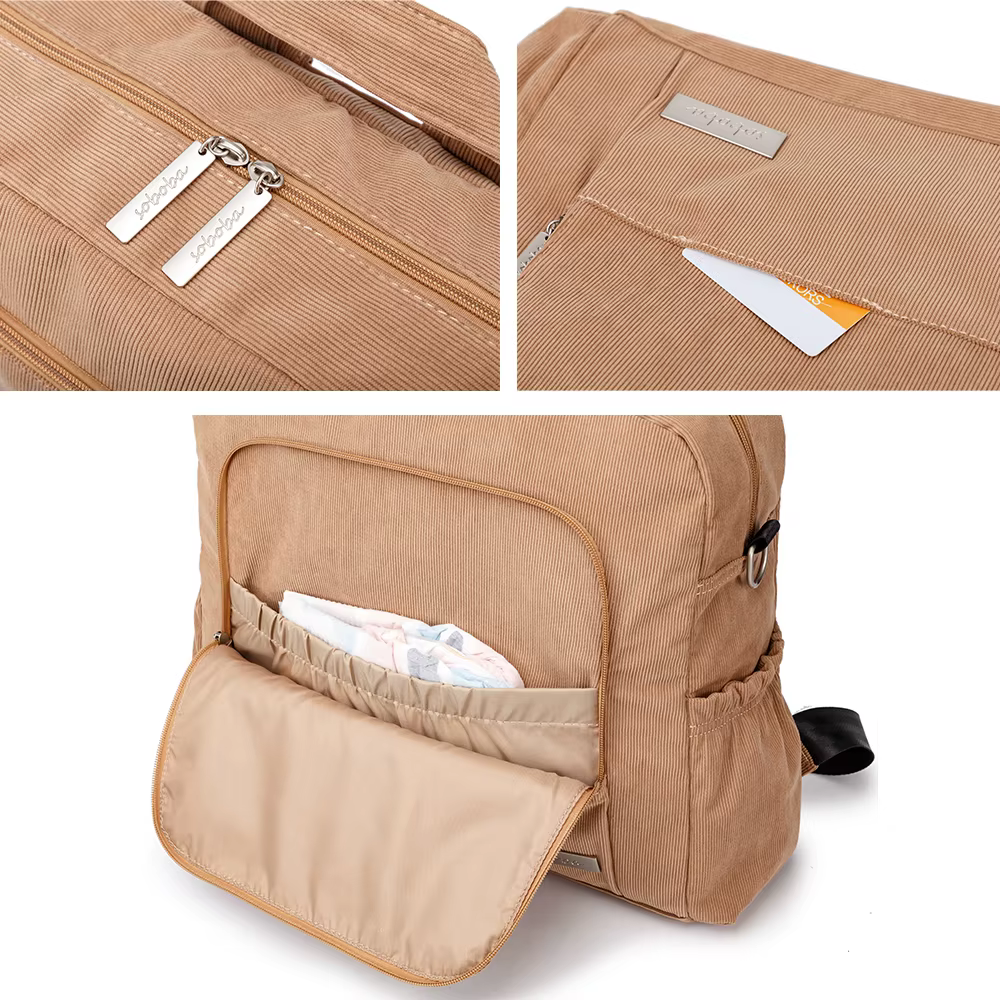 Soboba-Sac à couches en velours côtelé pour la colonne vertébrale, grande capacité, sac à langer multifonctionnel, sacs Proxy pour les soins de bébé, hiver, nouveau