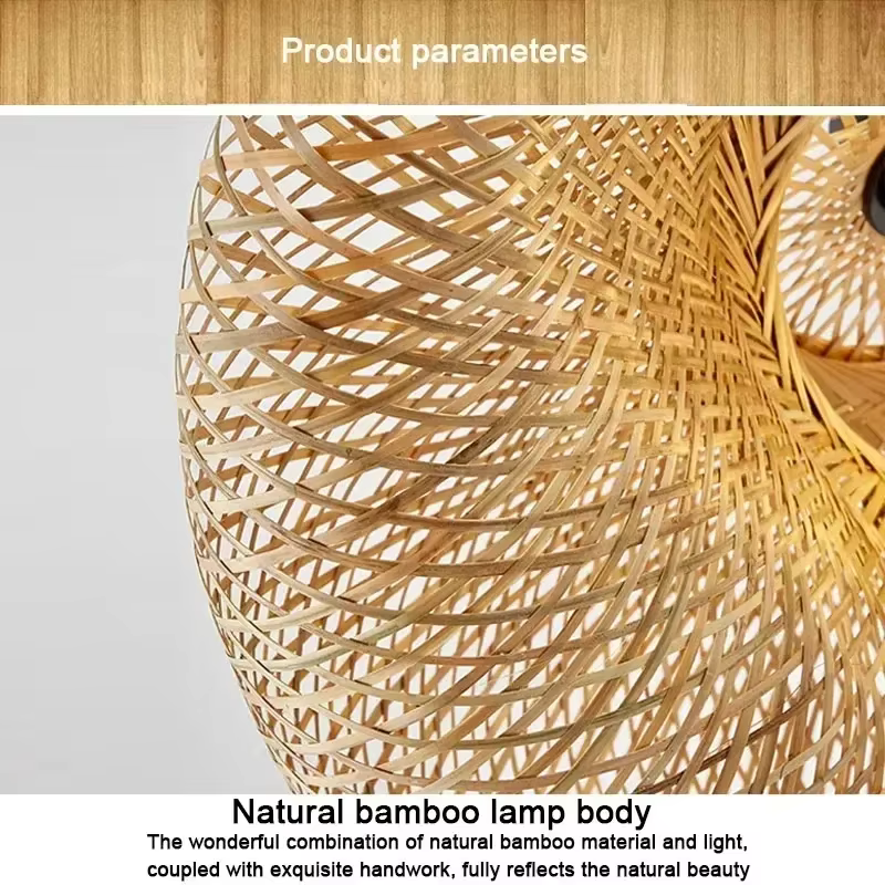 Lampe LED suspendue en bambou tissé à la main