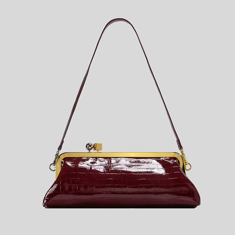 Pochette longue avec bandoulière amovible pour femmes, sac Baguette à la mode, sac à main de luxe à Clip de styliste pour dames