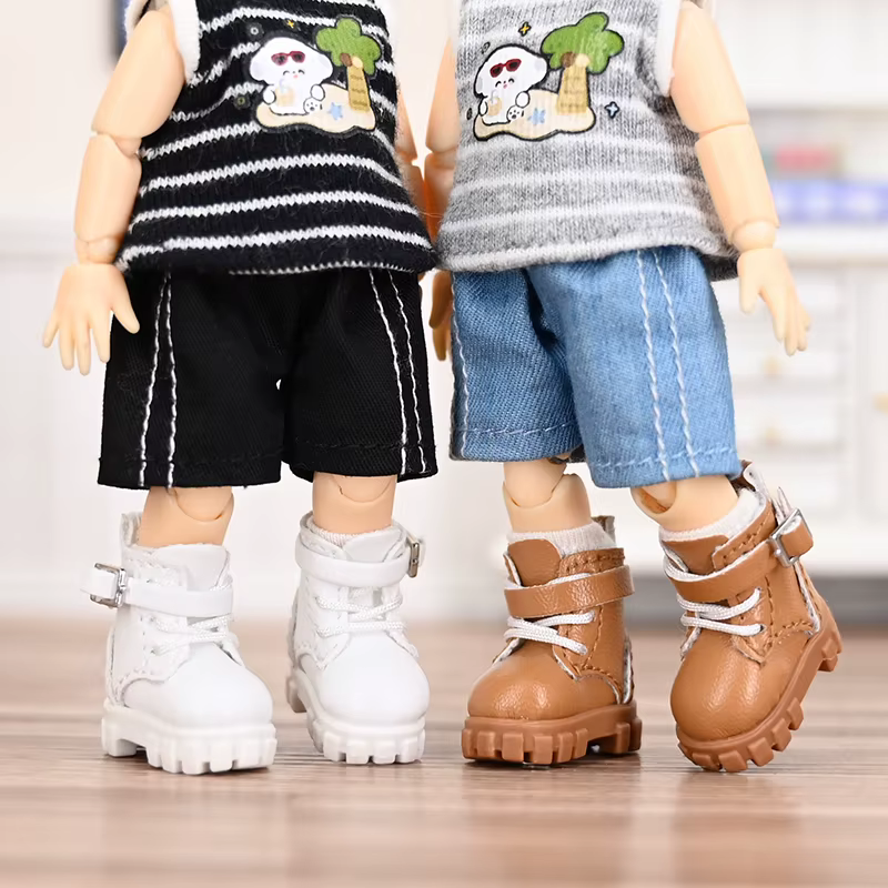 Ob11 poupée bottes en cuir chaussures d'extérieur mode