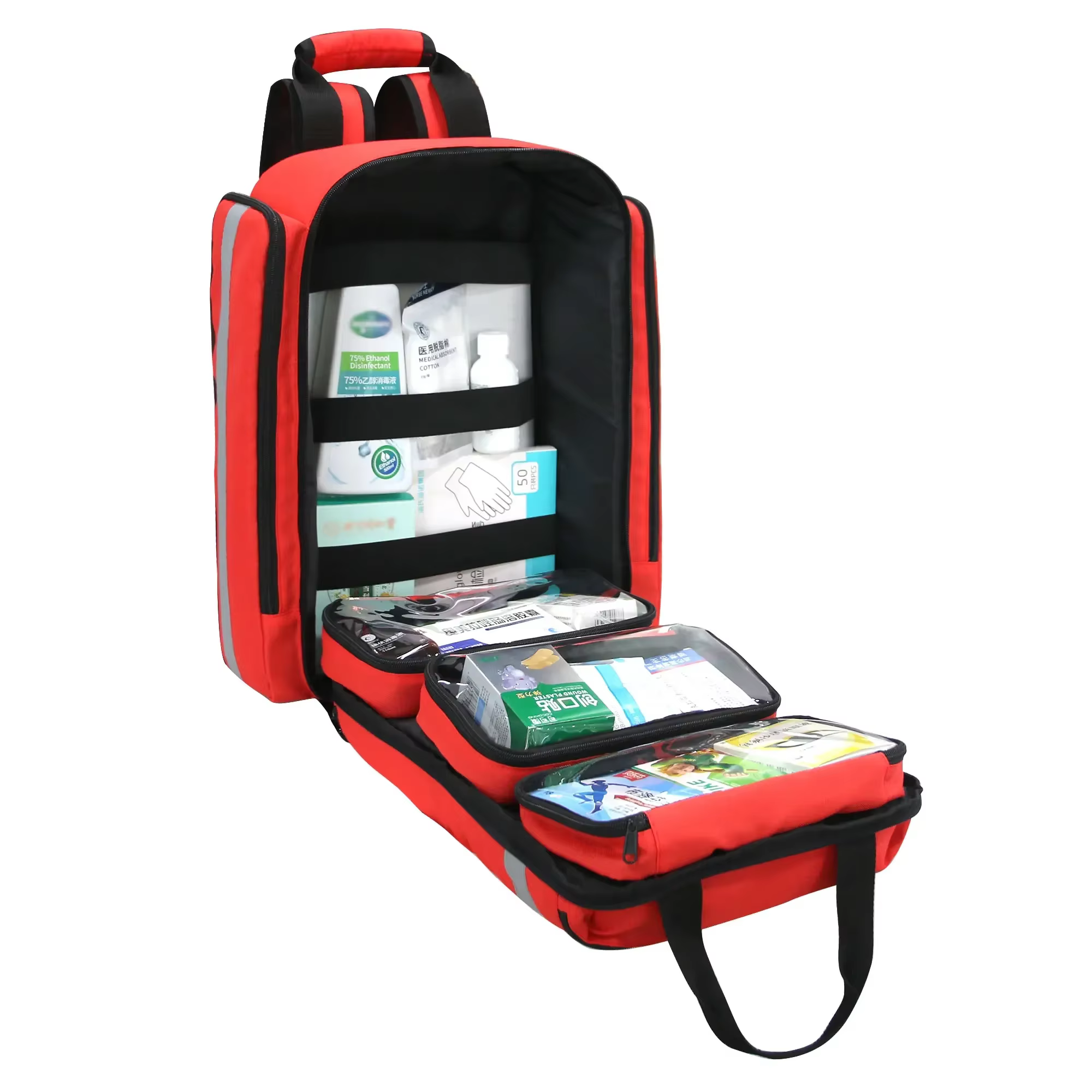 Sac à dos pliable pour instituts de catastrophes, trousse de premiers soins, sauvetage d'urgence, grande capacité, stockage classé, kits de survie, sac médical