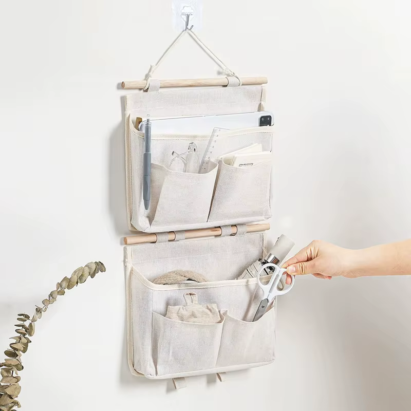 Sac de rangement mural suspendu, Sacs de rangement suspendus sur porte, Organisateur mural suspendable, Organisateur de fichiers et de magazines en lin imperméable pour chambre