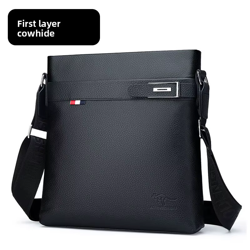 Sac à bandoulière simple en cuir véritable pour hommes, sac à bandoulière décontracté à la mode, nouveau Style pour étudiants