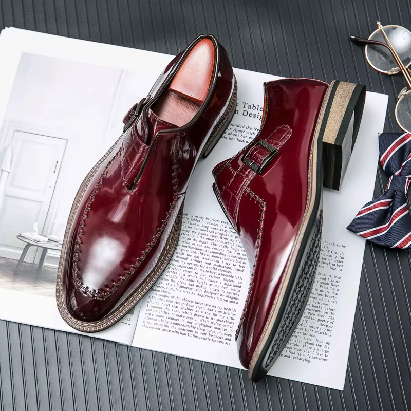 Chaussures habillées de banquet pour hommes rouges