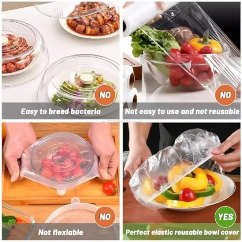 Sacs de couverture alimentaire en plastique, sac d'emballage Transparent de conservation de la fraîcheur de qualité alimentaire, enveloppe réutilisable, Film alimentaire coloré jetable de cuisine