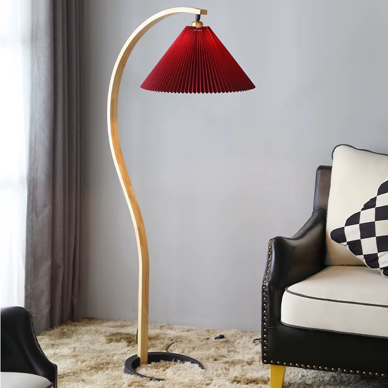 Lampe sur pied ARC moderne en bois rétro pour salon