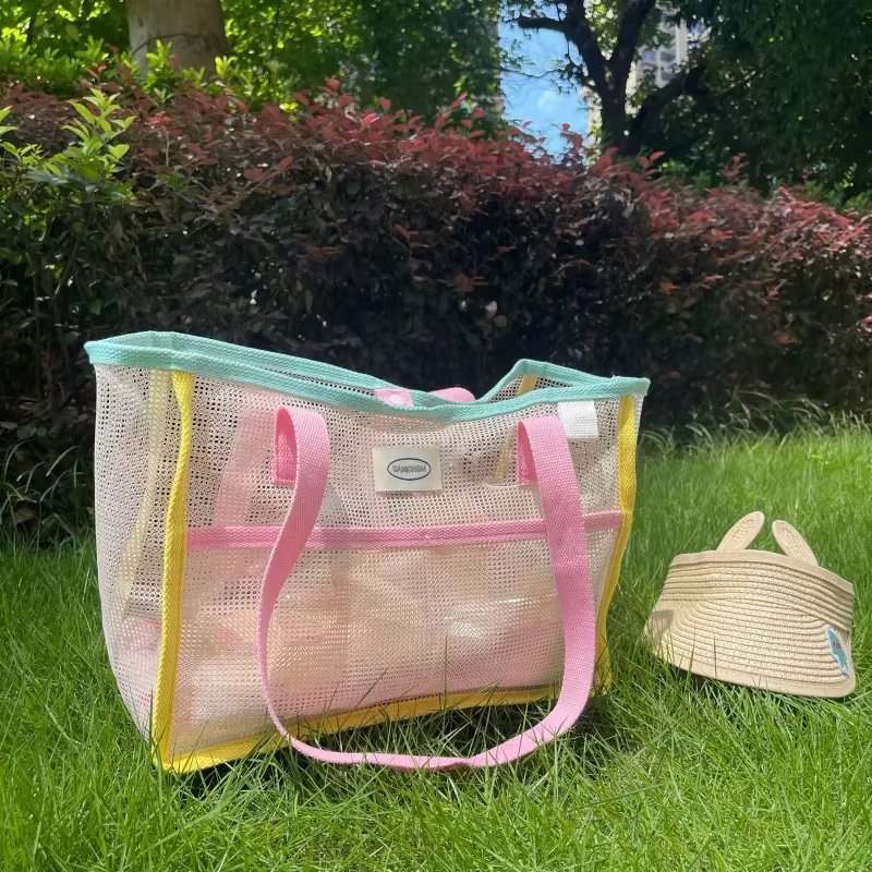 Sac à main d'été en maille transparente respirante pour femmes, sac à main de douche de plage en plein air, sacs de plage de grande capacité, fourre-tout de natation Portable