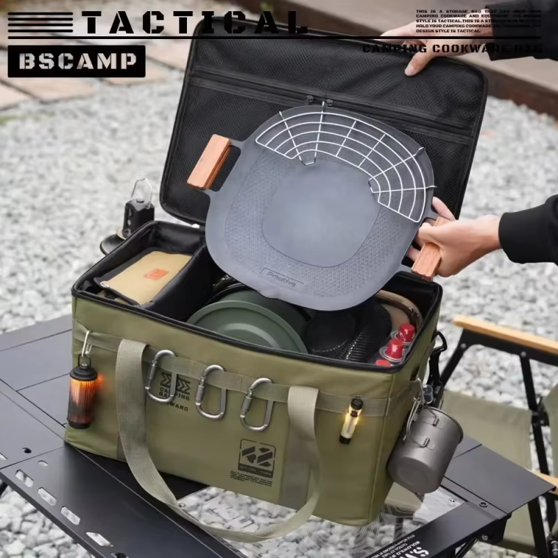 Boîte pliante isolée 42L - Sac de rangement tactique pour le camping - Ustensiles de pique-nique imperméables