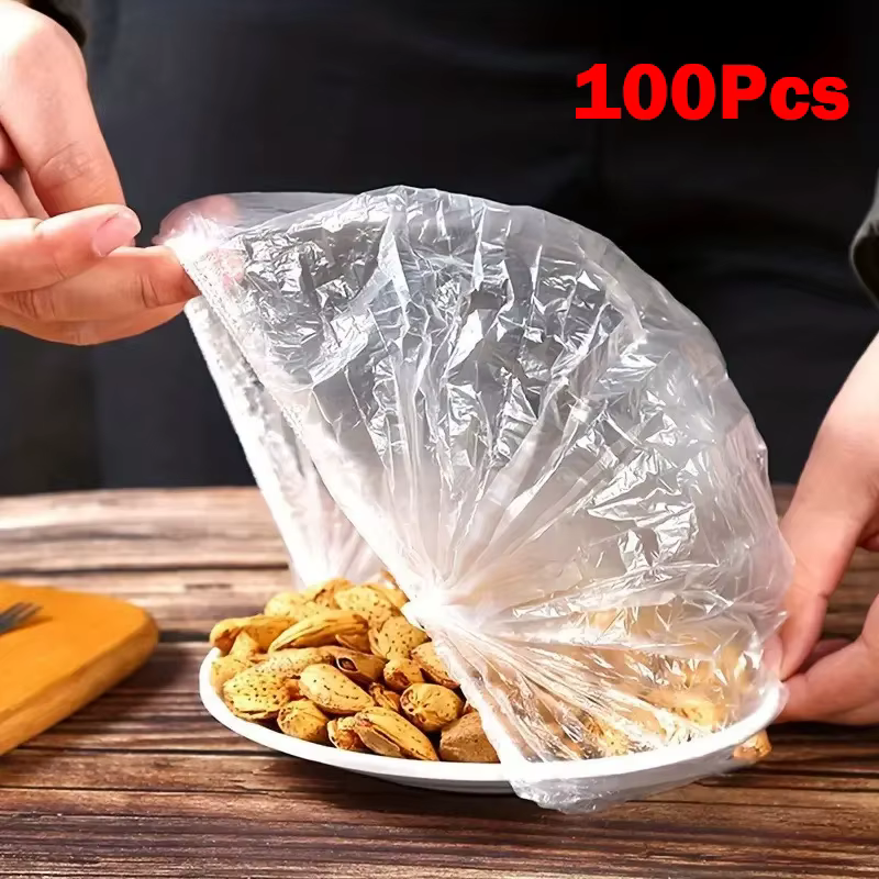 Couvercles alimentaires élastiques en plastique de qualité alimentaire, 100 pièces, sacs enveloppants pour réfrigérateur, sac de conservation des fruits et légumes frais