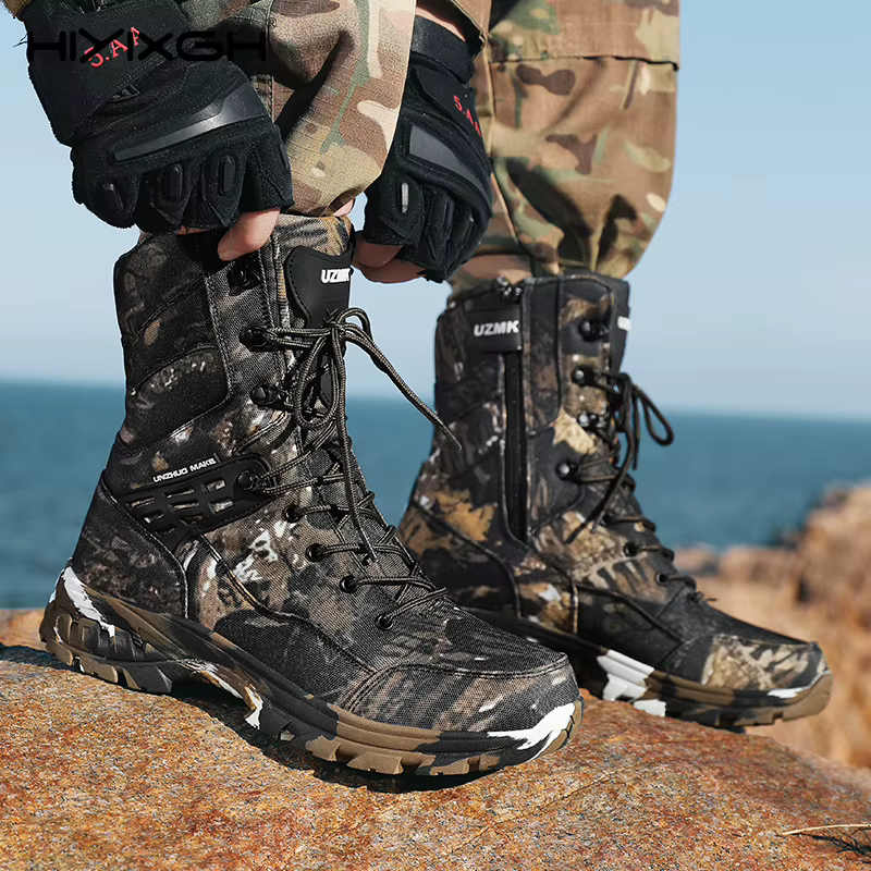Bottes de randonnée camouflage vert pour hommes
