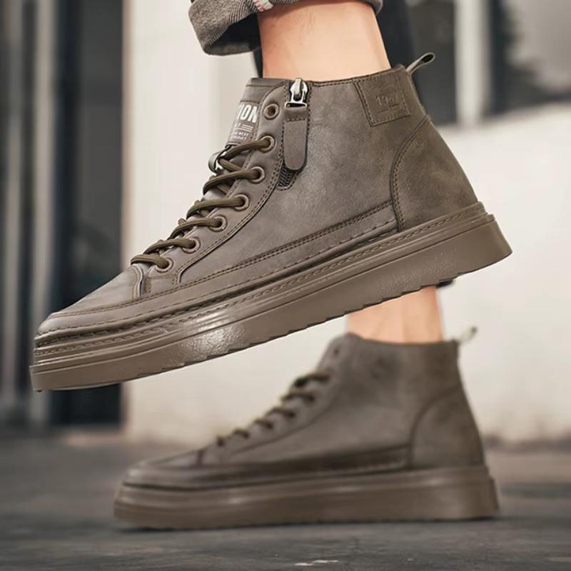 Nouveaux hommes bottes en cuir printemps confortable semelle souple haut chaussures de travail classique affaires décontracté bottines baskets Botas Hombre