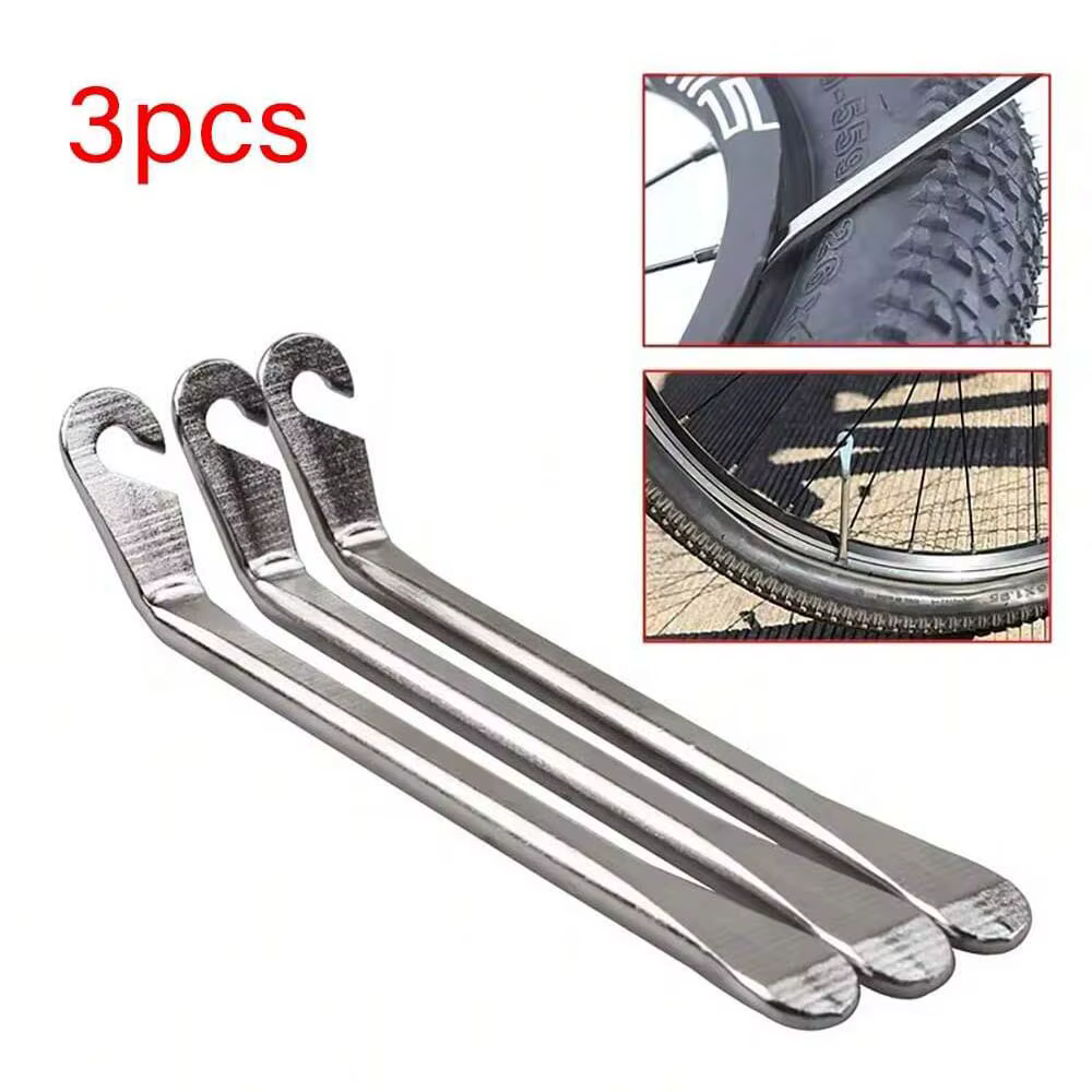 Outil de retrait de Tube de levier de pneu de vélo en acier inoxydable, outils de réparation de roues de cyclisme sur route vtt, ouvre-pneu de vélo, barre de corbeau 3 pièces