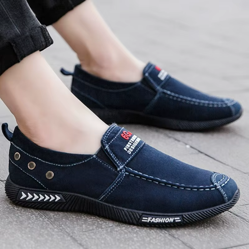 Hommes toile chaussures Denim baskets 2025 Vintage extérieur sans lacet chaussures décontractées antidérapant hommes mocassins semelle souple léger hommes chaussures