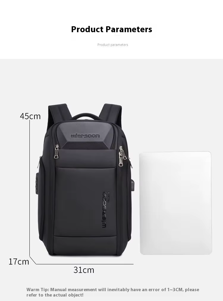Wiersoon sac à dos pour hommes sac à dos étanche grande capacité voyage d'affaires multifonctionnel mot de passe antivol pochette d'ordinateur