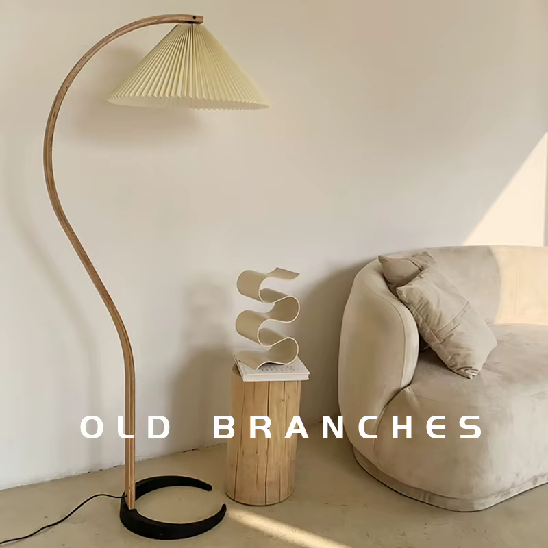 Lampe sur pied ARC moderne en bois rétro pour salon