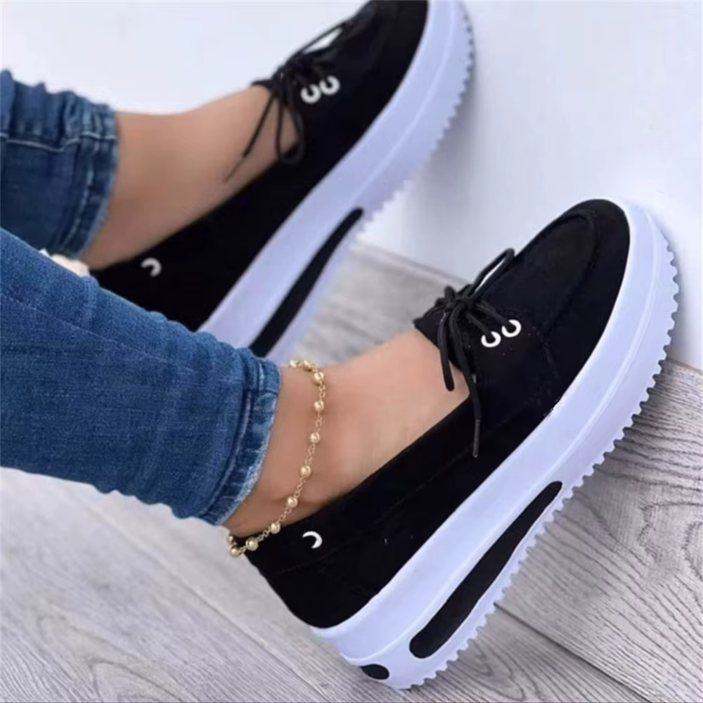 Baskets à Semelle Compensée pour Femme, Chaussures Plates à Enfiler, Basses en Toile pour Bol, Semelle Optique Respirante et Décontractée, 03