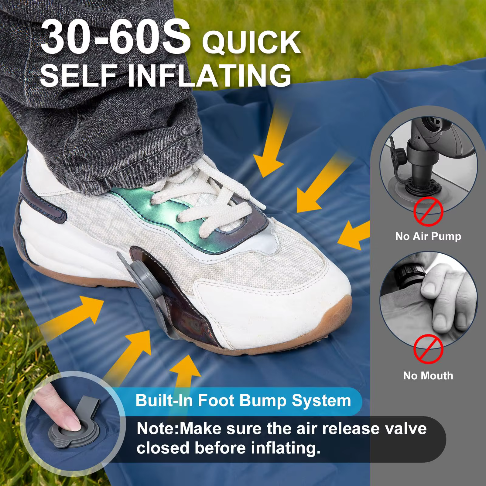 Matelas gonflable de camping extérieur avec oreillers