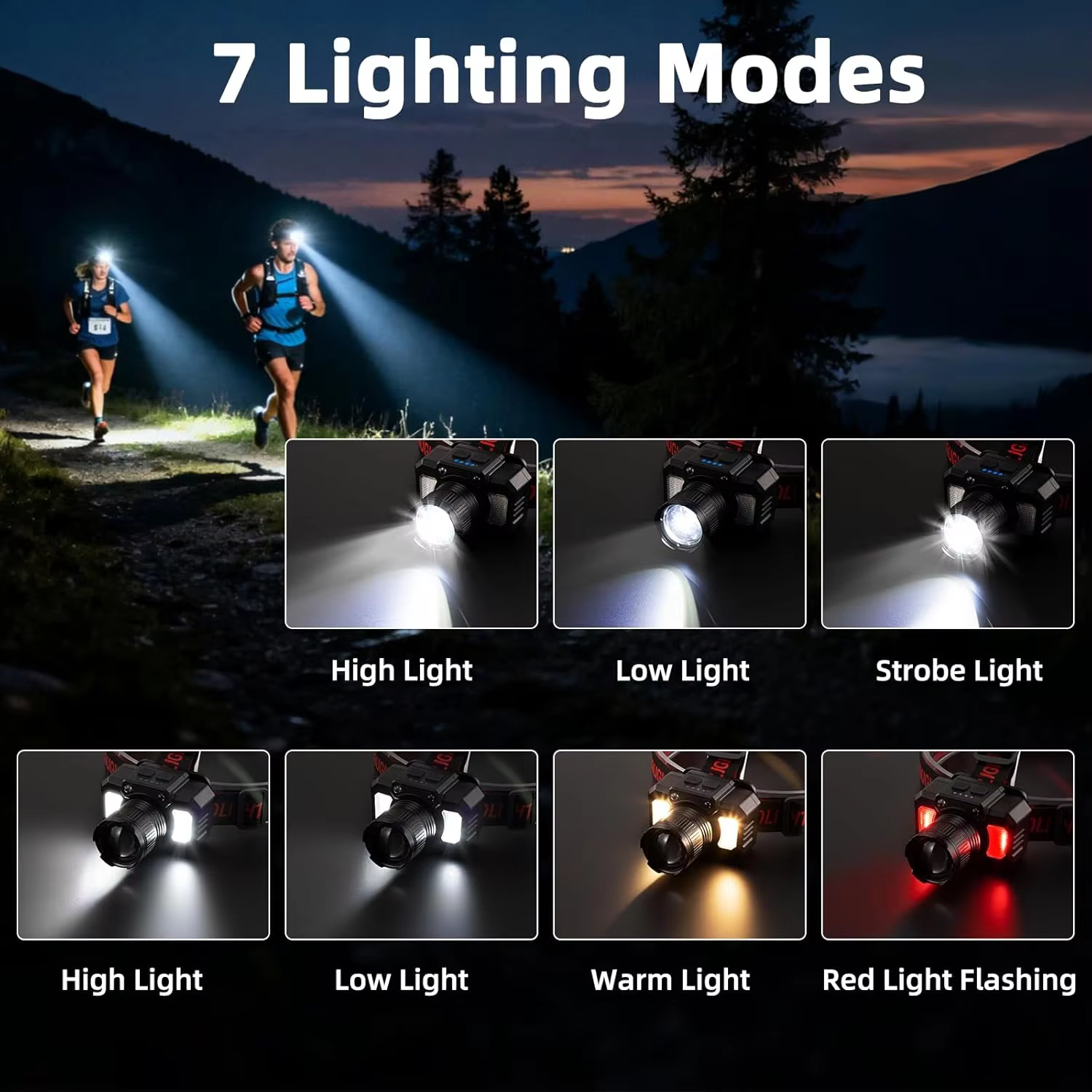Lampe frontale rechargeable à batterie au lithium