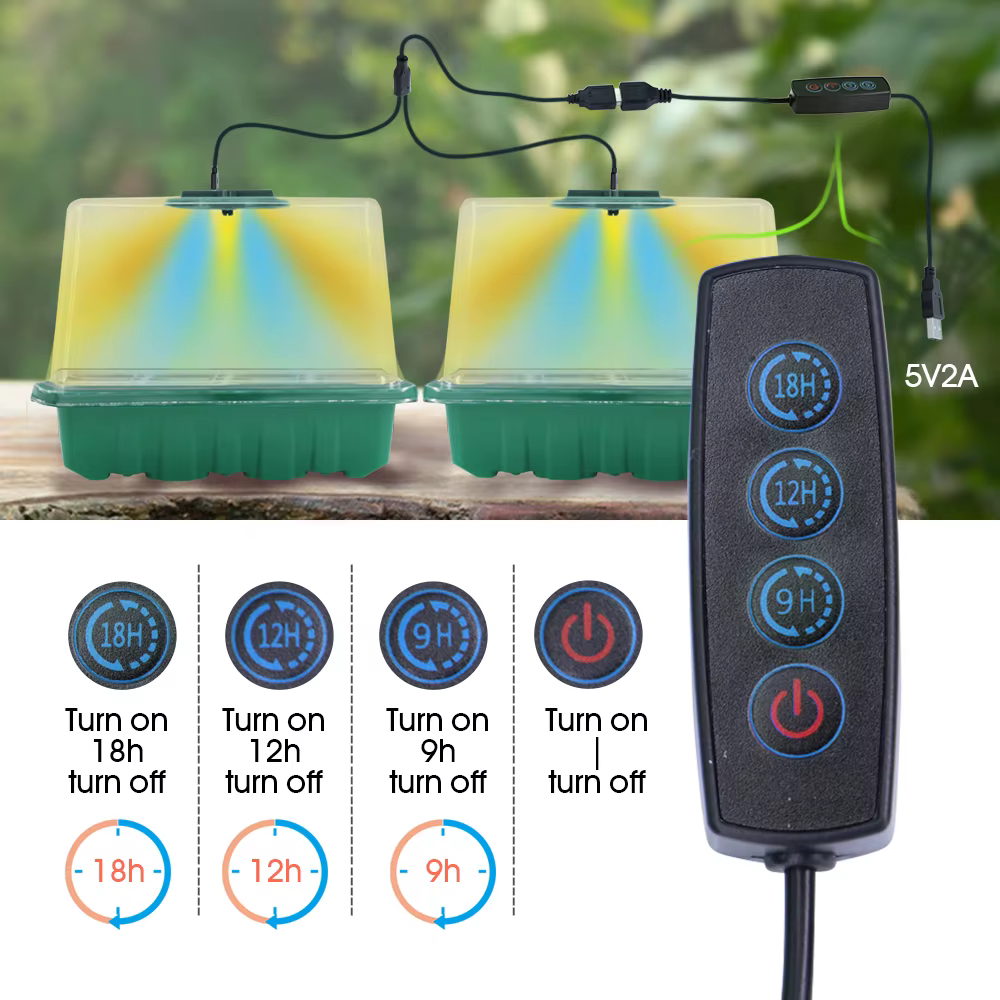 LED élèvent la lumière pépinière boîte plante fleur graine démarreur plateaux maison serre lampe de culture 12 cellules semis Pots minuterie Kit contrôleur