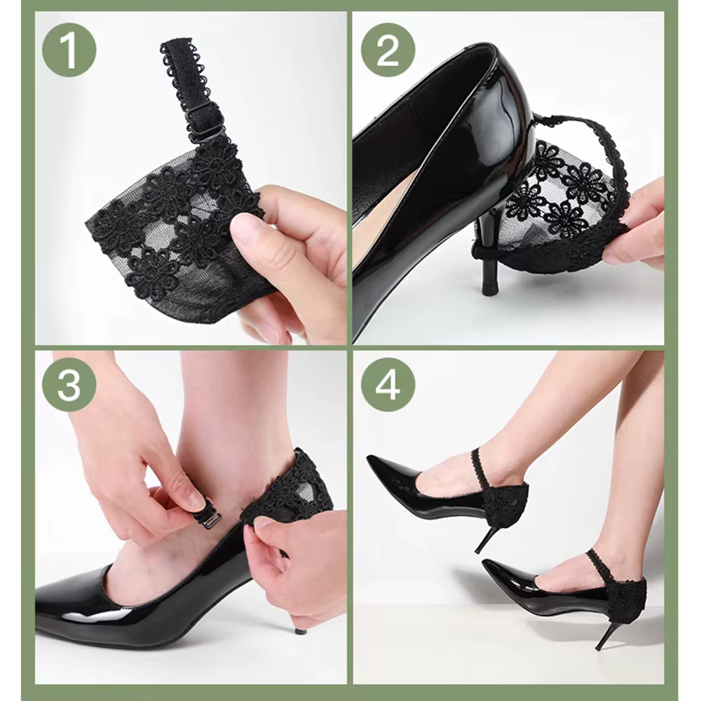 1Paire Talons hauts Bundle Lacet Chaussure Tenant Lâche Anti-dérapant Sangles Femmes Élastique