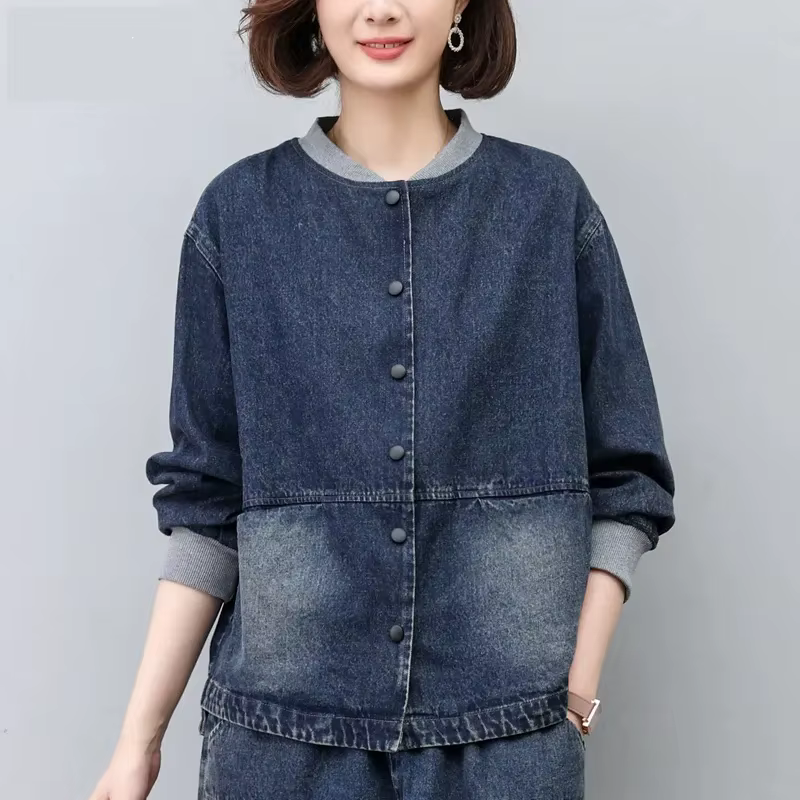 Veste en jean rétro pour femme, style court, printemps-automne, fine, nouvelle collection 2026, coupe ample, style baseball, vêtements décontractés pour femme