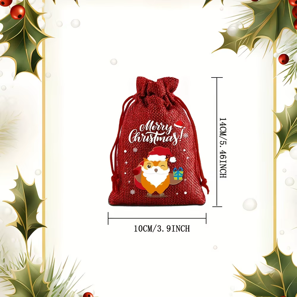 Sacs cadeaux de noël avec cordon de serrage, 12 pièces, sacs en lin pour calendrier de l'avent, sac en tissu, pochette pour biscuits et bonbons