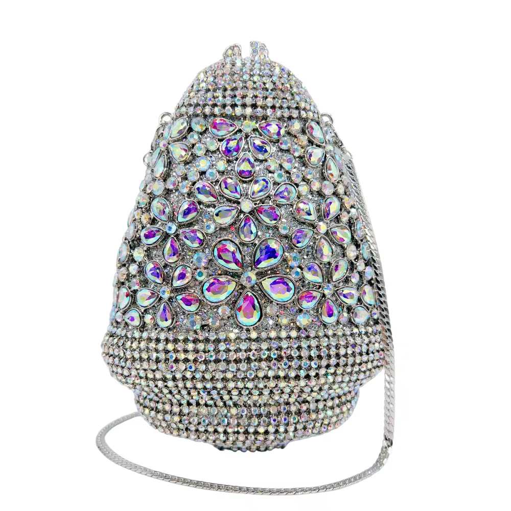Sac de dîner fleur lilas à cinq pétales avec diamants