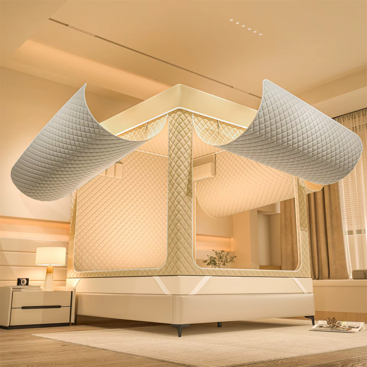 Tente de lit matelassée en coton pour l'hiver