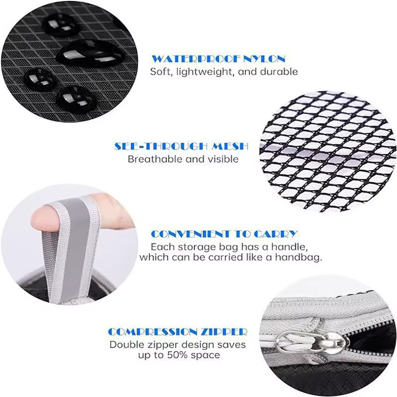 5 pièces organisateur de voyage sac ensemble vêtements Cubes de Compression pour avion