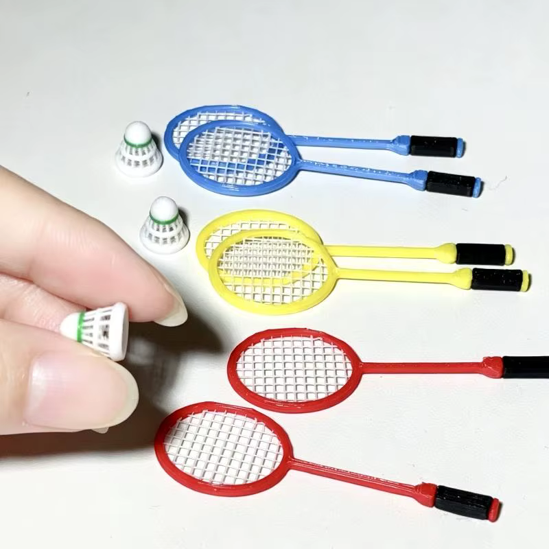 Ornement de scène miniature, Mini maison de poupée, sport de badminton avec modèle de raquette, décoration DIY pour accessoires de poupée, 3 pièces/ensemble