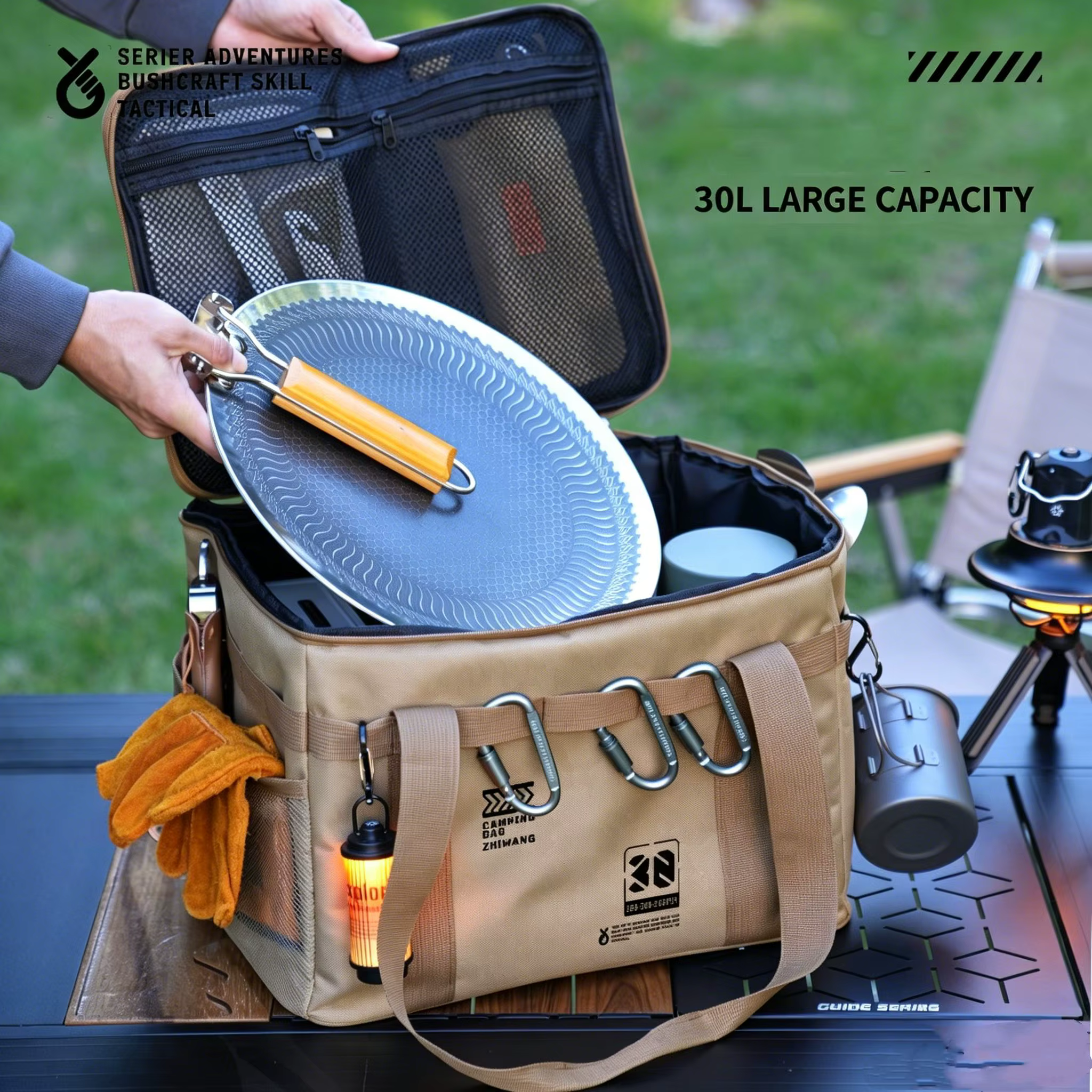 Sac de rangement tactique PACOONE 30L pour ustensiles de camping