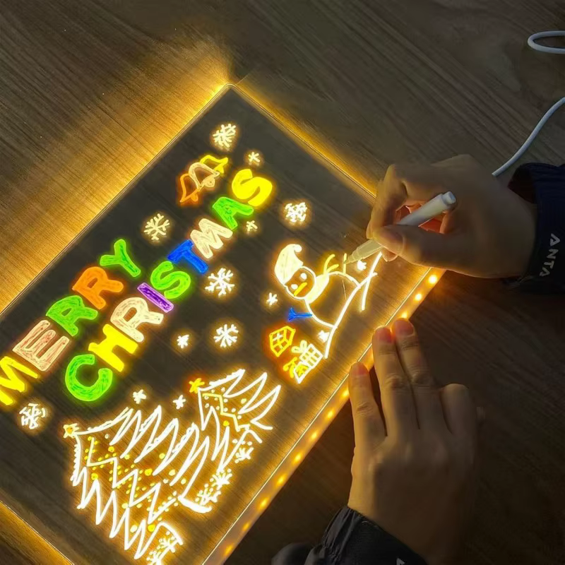 Lampe LED personnalisée, tableau de messages en acrylique, effaçable, USB, planche à dessin pour enfants, veilleuse de chambre à coucher, cadeau d'anniversaire pour enfants