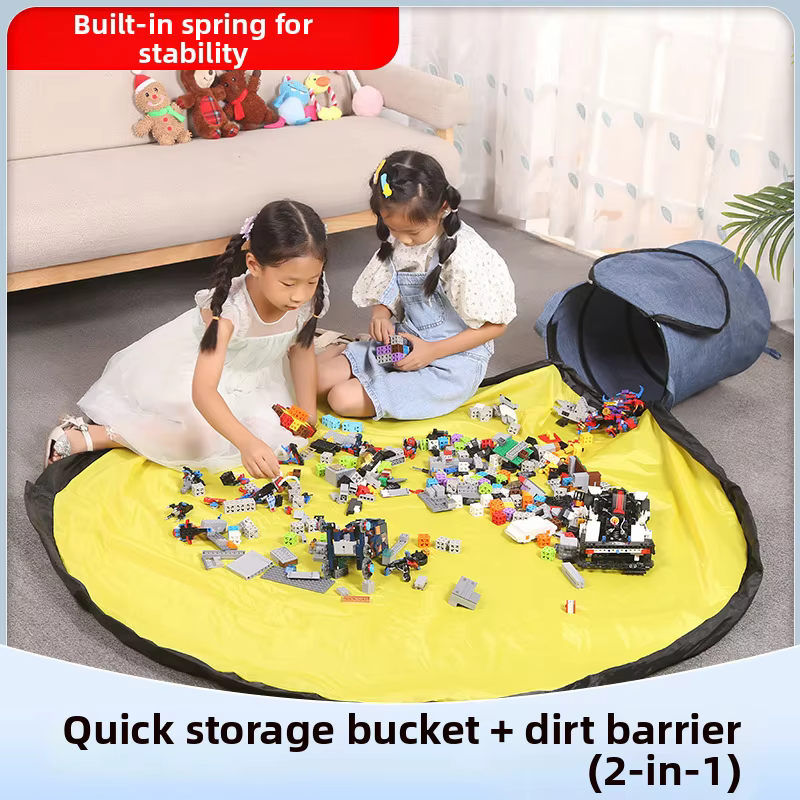Sac de rangement pour jouets, blocs de construction Lego, poupées pour enfants, grand sac de rangement détachable, tapis de jeu à rangement rapide, seau de rangement