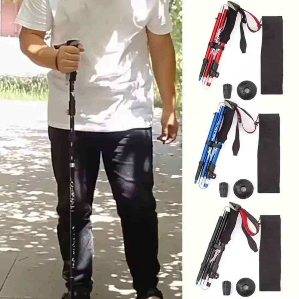 Bâton de randonnée pliable portable d'extérieur