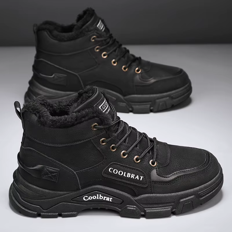 Bottes pour hommes : bottines de ski classiques élégantes pour randonnée en plein air, alpinisme et voyage, bottes de neige épaisses doublées de polaire