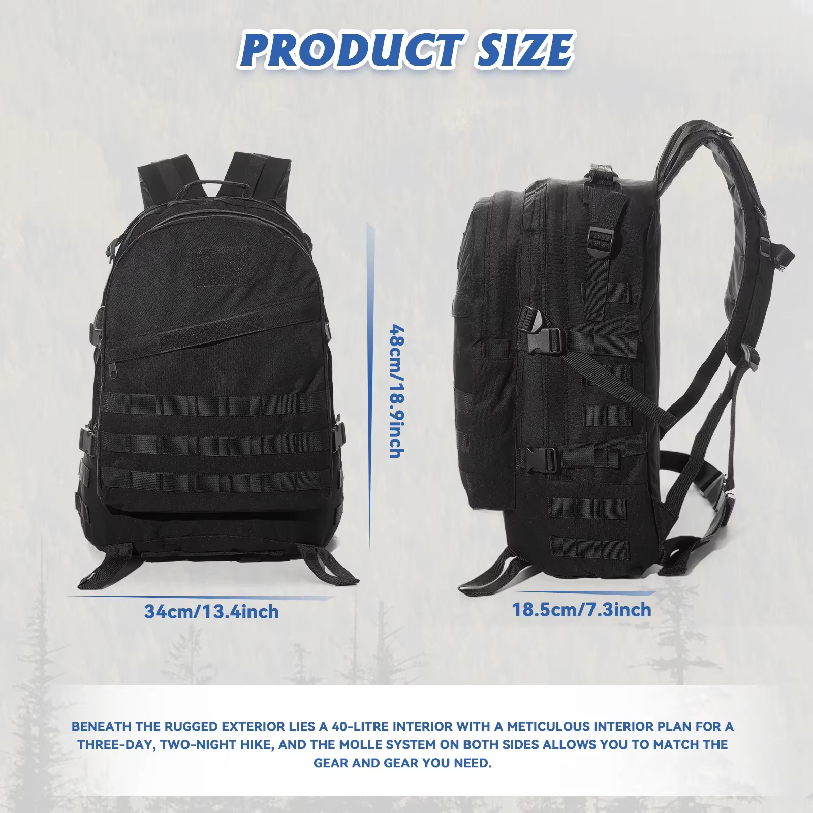 40L sacs à dos tactiques militaires Molle armée assaut Pack