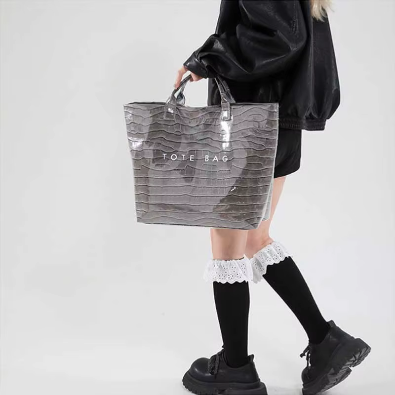 Sac fourre-tout Texture Crocodile Pvc papier Kraft grande capacité luxe Hobo sac à main femmes décontracté Shopping lettres poignée supérieure sacs à main