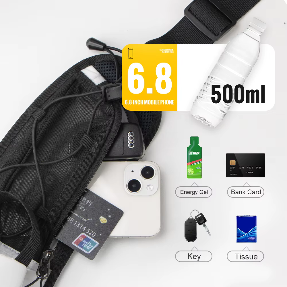 WRELS Sac Banane de Course Léger pour Homme et Femme, Sac d'Hydratation Sportif Réglable pour Marathon et Trail Running