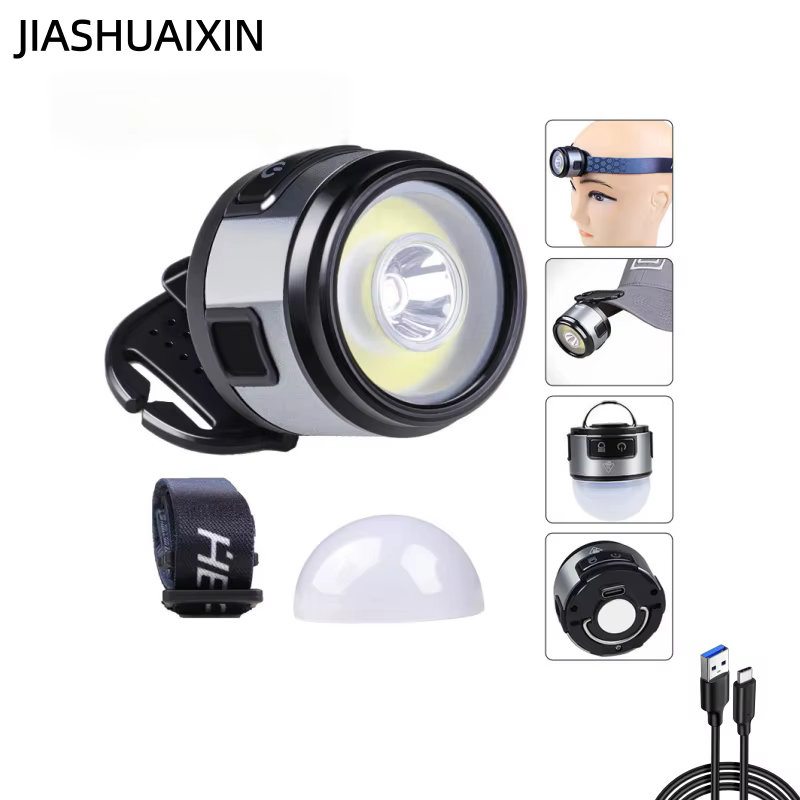 Lampe frontale multifonctionnelle XPG + COB avec crochet magnétique