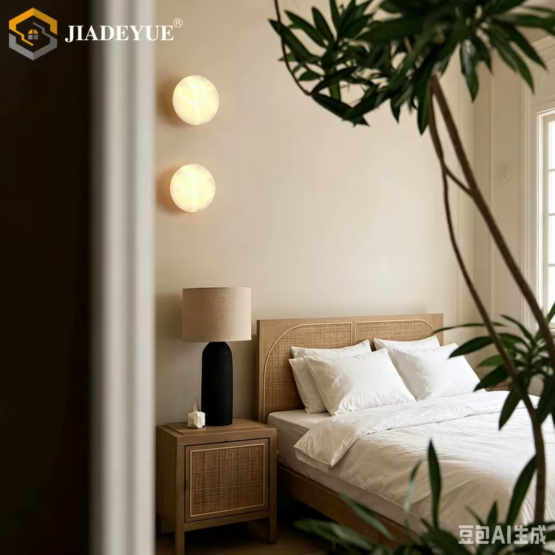 Lampe murale ronde en marbre naturel espagnol, lampe LED moderne pour chambre à coucher, tête de lit, couloir, balcon, lampe murale de fond