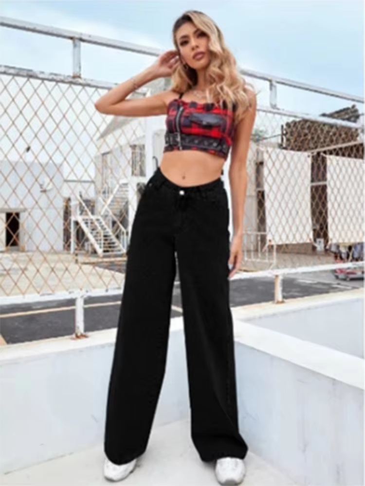 Pantalon en jean noir pour femme