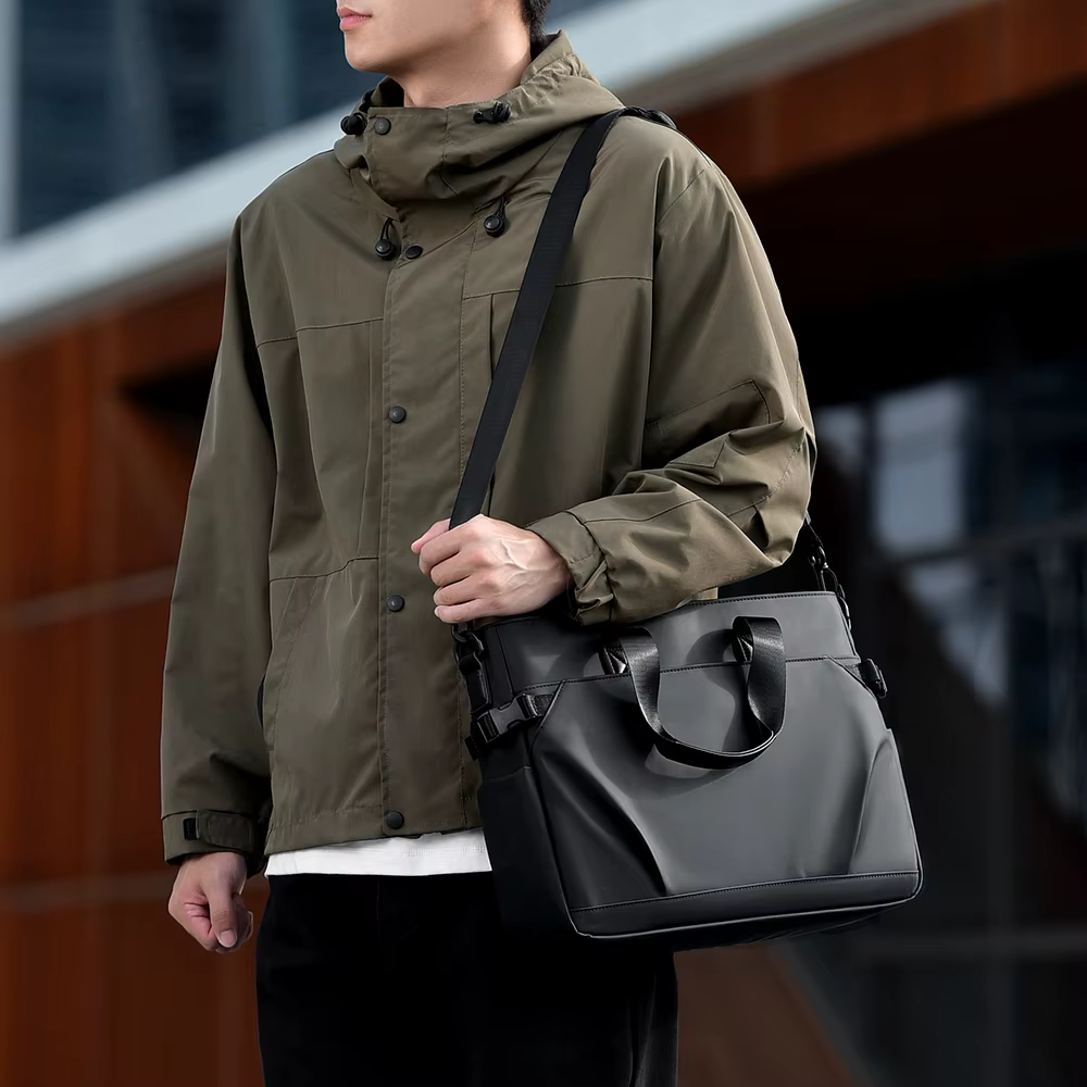 Sac à main d'affaires pour hommes, grande capacité, mallette de rangement pour ordinateur de 15.6 pouces, peut être inséré dans le chariot, sac de banlieue multicolore
