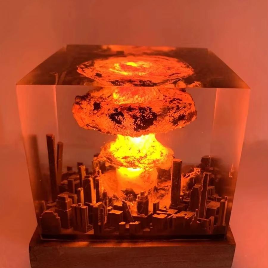 Lampe Volcan Rechargeable en Résine 3D