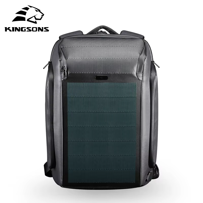 Kingsons-Sac à dos à faisceau avec panneau solaire et chargeur USB pour homme