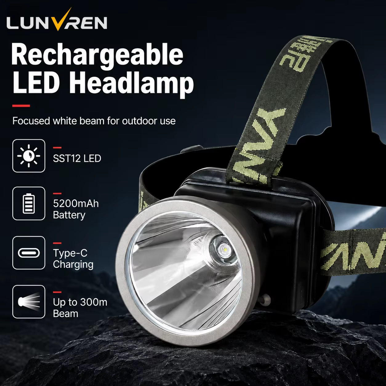 Lampe frontale YN726U à très longue portée