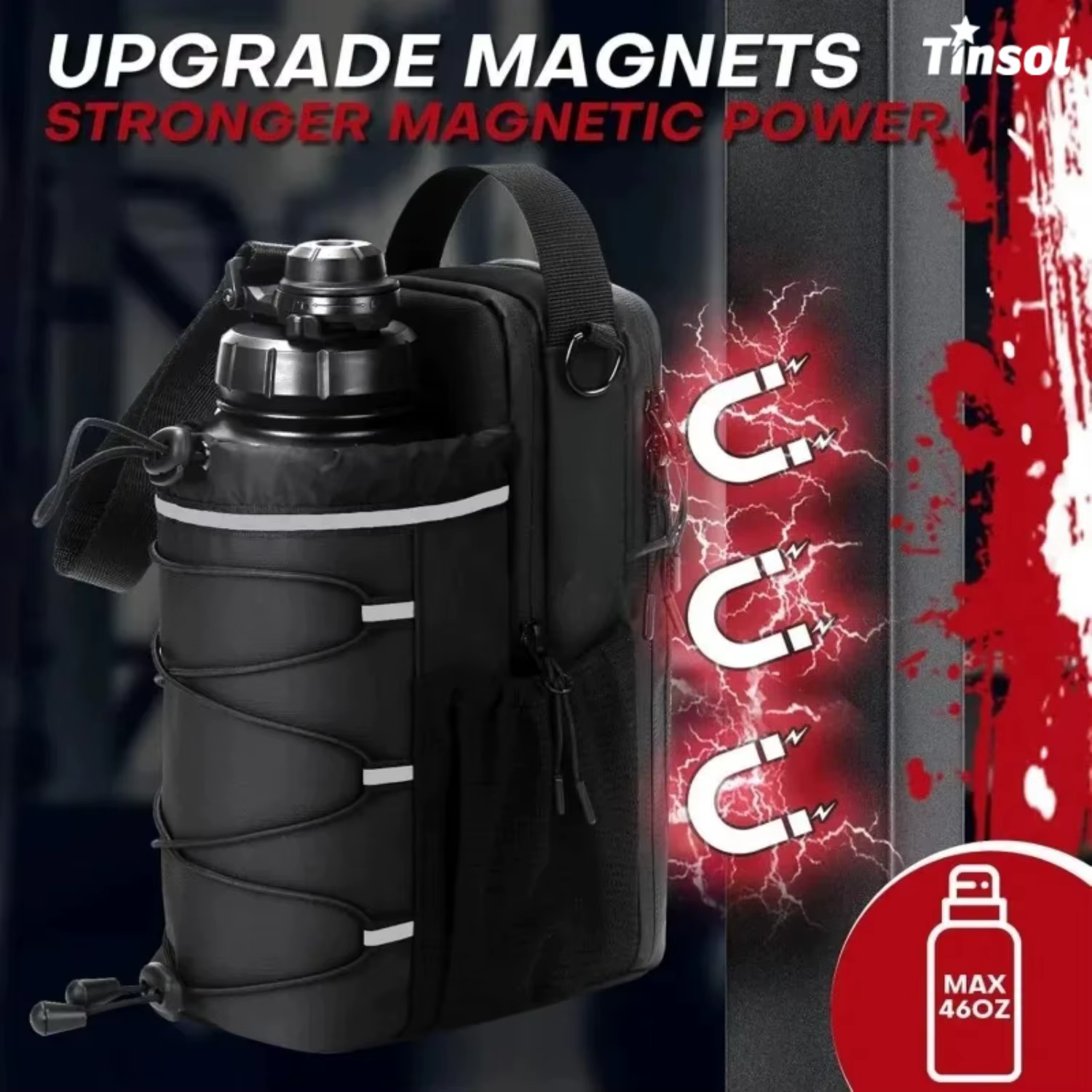 Nouveau sac de sport magnétique pour hommes et femmes – Porte-bouteille à bandoulière avec fixation magnétique |   Porte-bouteille d'eau, pochette de sport, sac bandoulière