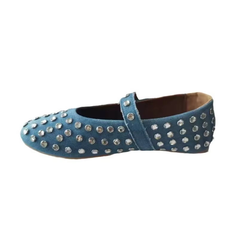 Chaussures de créateur eau diamant Rivet Mary Jane chaussure de Ballet femmes