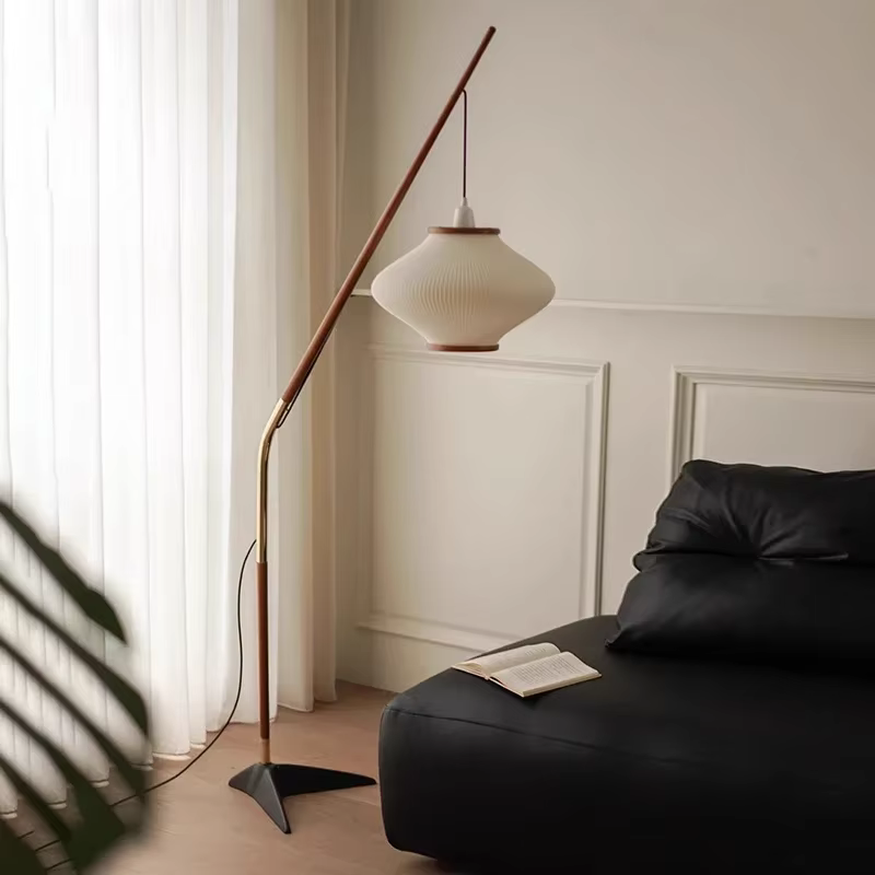 Lampe sur pied vintage japonaise pour salon