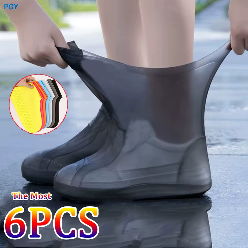 Couvre-chaussures en silicone 6/4/2 pièces - Résistants à l'usure, imperméables, antidérapants, pliables, réutilisables pour la pluie/la neige en extérieur, les voyages et la maison